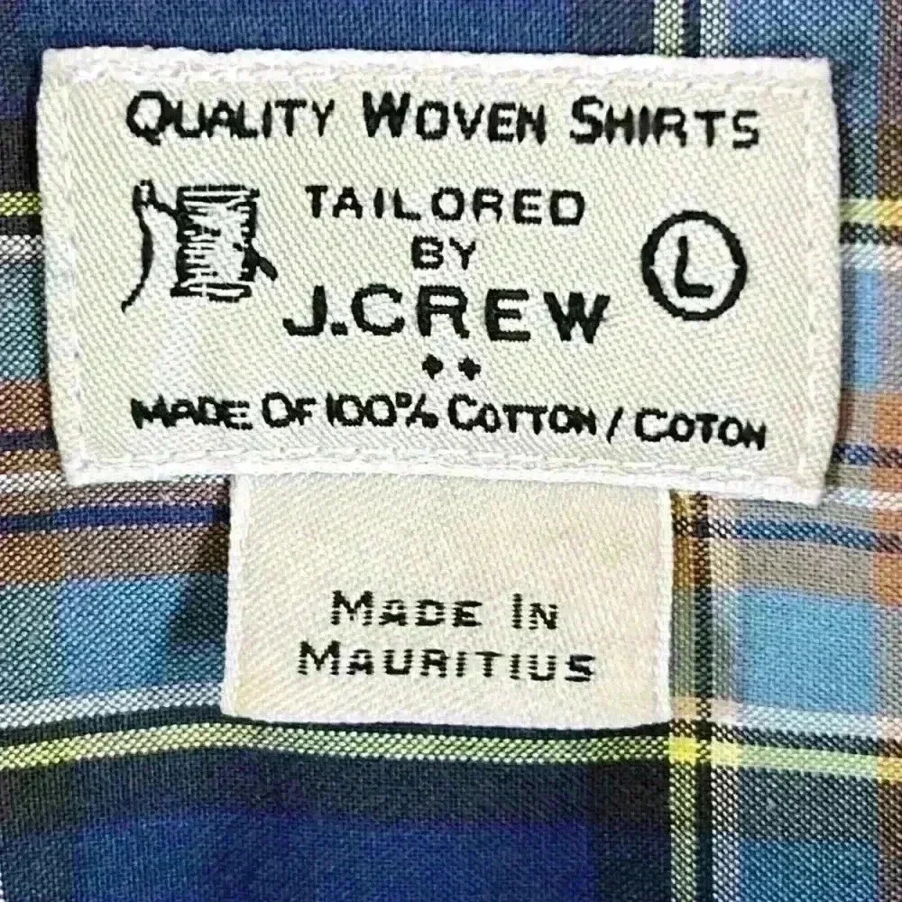 J. Crew Men’s Button-Down Shirt Sz Large Blue/Tan Plaid 100% Cotton